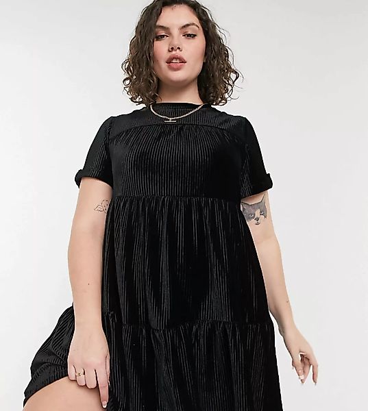 Simply Be – Hängerkleid aus Cord in Schwarz günstig online kaufen