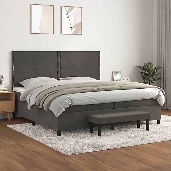 Vidaxl Boxspringbett Mit Matratze Dunkelgrau 200x200 Cm Samt günstig online kaufen
