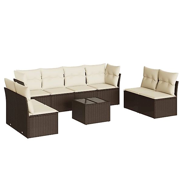 vidaXL 9-Tlg Garten-Sofagarnitur mit Kissen Braun Poly Rattan 3249302 günstig online kaufen
