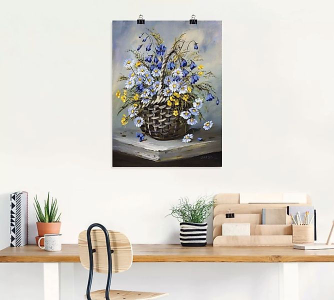 Artland Wandbild "Bunter Korb", Blumen, (1 St.), als Leinwandbild, Poster i günstig online kaufen