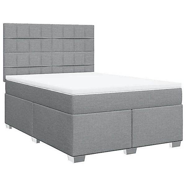 vidaXL Bett Boxspringbett mit Matratze Hellgrau 140x200 cm Stoff günstig online kaufen