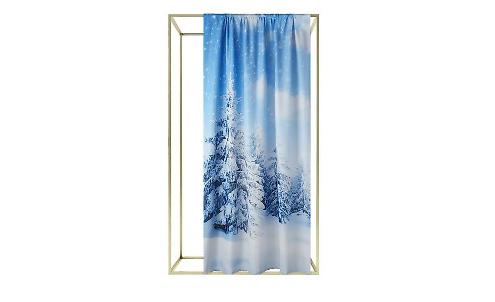 Vorhang  Winterlandschaft ¦ blau ¦ Synthetik ¦ Maße (cm): B: 140 Weihnachte günstig online kaufen