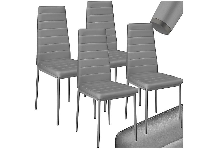 tectake Esszimmerstuhl Küchenstühle Kunstleder (Set, 4 St), Leicht, weich, günstig online kaufen