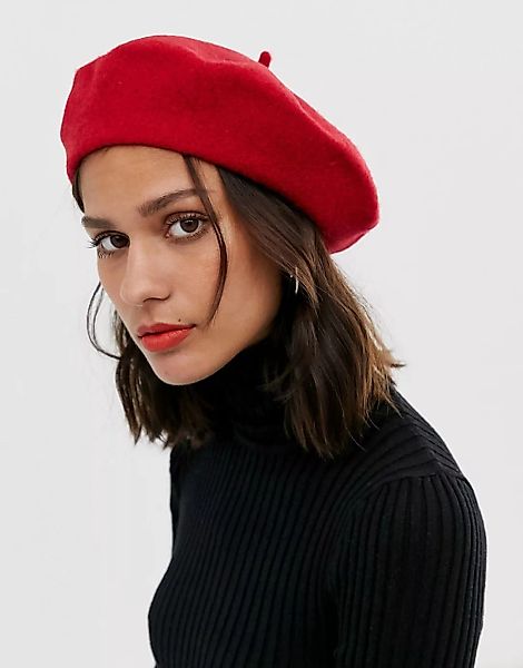 ASOS DESIGN – Baskenmütze aus Wolle-Rot günstig online kaufen