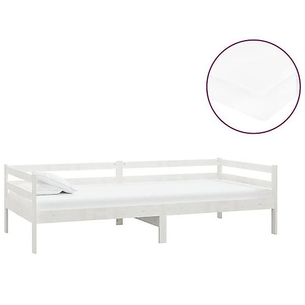 vidaXL Bett, Tagesbett mit Matratze 90x200 cm Weiß Kiefer Massivholz günstig online kaufen