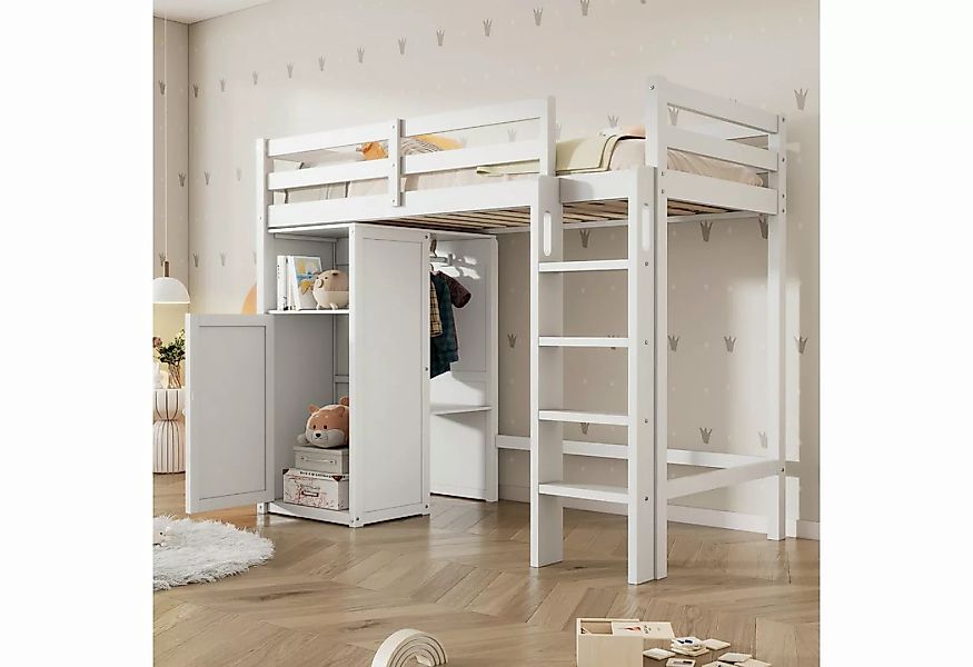 i@home Hochbett Kinderbett mit Kleiderschrank und Regalen, 90x200 cm (1-St. günstig online kaufen