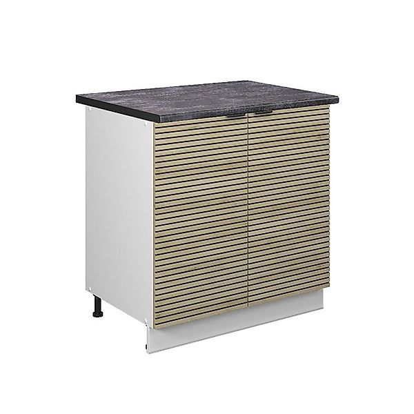 Vicco Spülenunterschrank Fame-Line, Eiche Paneel/Weiß, 80 cm mit Regal, AP günstig online kaufen