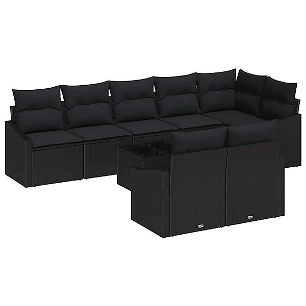 vidaXL Garten-Sofa-Set 9-Tlg Schwarz Poly Rattan 3346783 günstig online kaufen