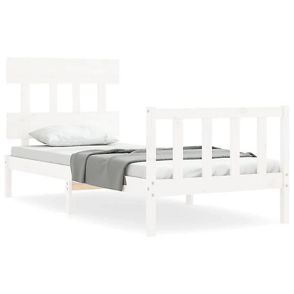 vidaXL Massivholzbett mit Kopfteil Weiß 90x200 cm1689917 günstig online kaufen