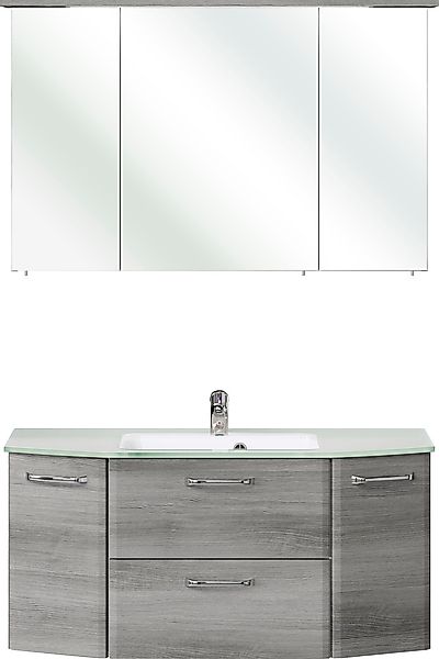 Saphir Badmöbel-Set »Quickset 2-teilig, Glaswaschtisch mit LED-Spiegelschra günstig online kaufen