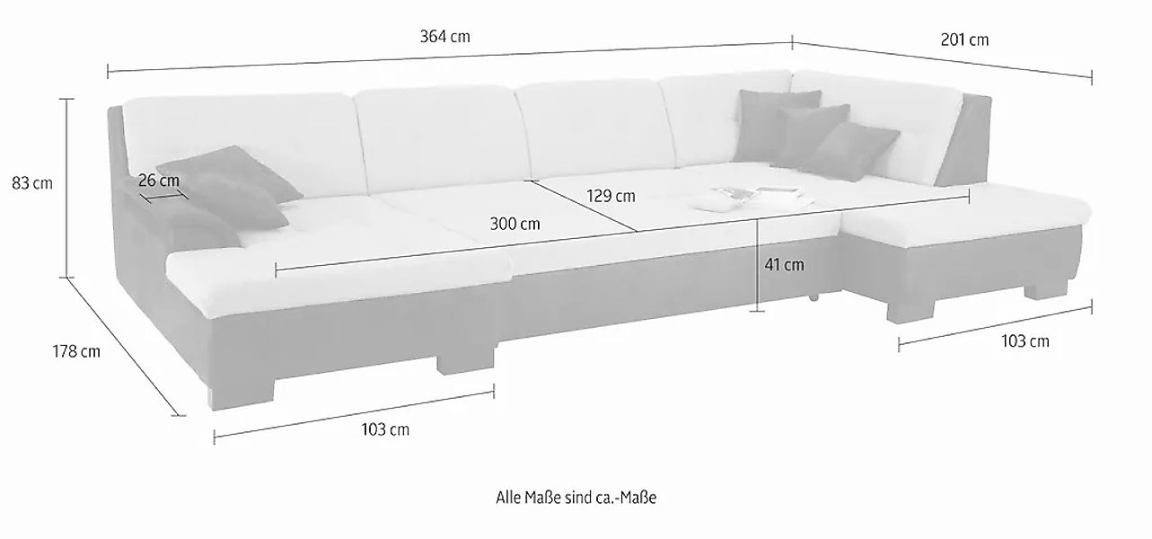 Home affaire Wohnlandschaft "Bergen zeitlos und elegant, U-Form", wahlweise günstig online kaufen