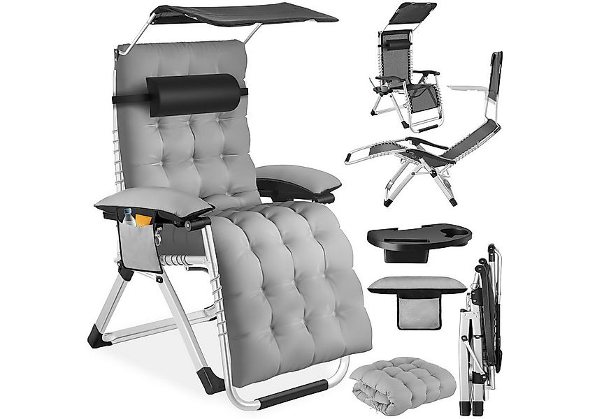 tectake Gartenstuhl Sonnenliege Cloud II mit Sonnendach, klappbar (Set., 1 günstig online kaufen