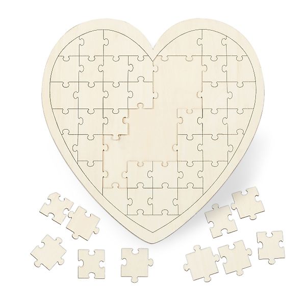 relaxdays Puzzle Herzpuzzle Hochzeit aus Holz, günstig online kaufen