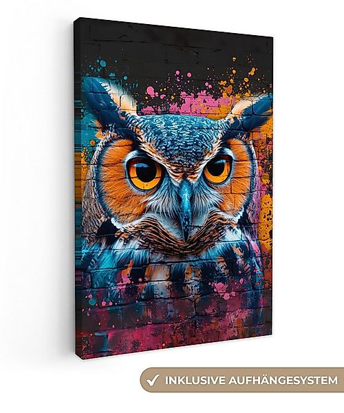 OneMillionCanvasses® Leinwandbild Eule - Vogel - Bunt - Graffiti - Kunst, F günstig online kaufen