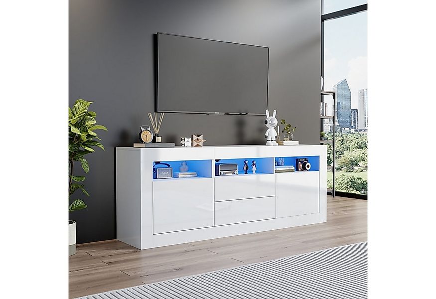 autolock Sideboard Hochglanz-TV-Schrank mit LED-Beleuchtung für 70-Zoll-Fer günstig online kaufen