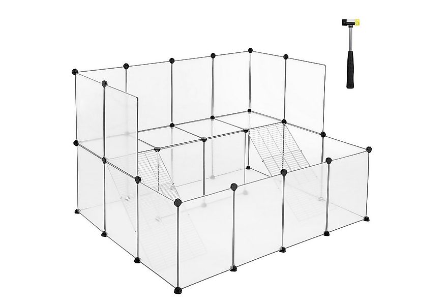 SONGMICS Kleintierkäfig, 2-stöckig mit Metallgittertreppen 143x108x92cm günstig online kaufen