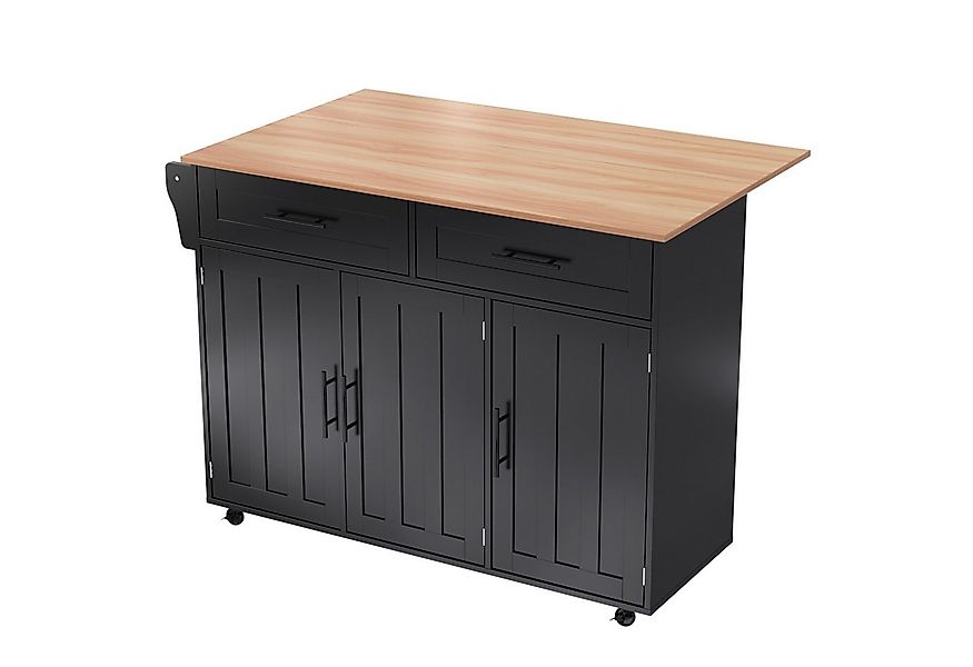 Merax Küchenwagen mit erweiterbarer Arbeitsplatte, Kücheninsel mit 5 Rollen günstig online kaufen