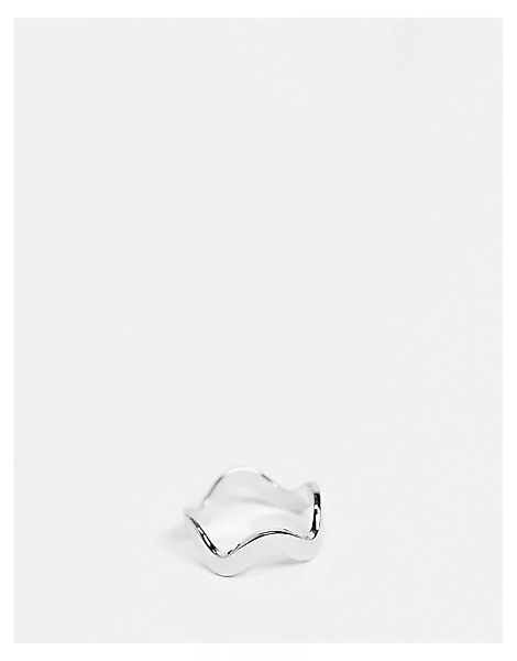 ASOS DESIGN – Silberfarbener Ring im Wellendesign günstig online kaufen