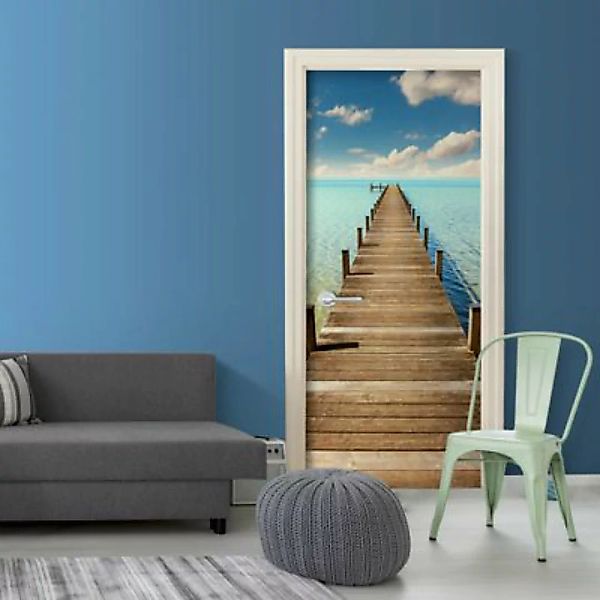 artgeist Türtapete Turquoise Harbour mehrfarbig Gr. 70 x 210 günstig online kaufen