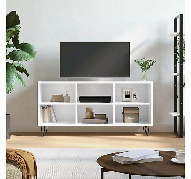furnicato TV-Schrank Hochglanz-Weiß 103,5x30x50 cm Holzwerkstoff günstig online kaufen