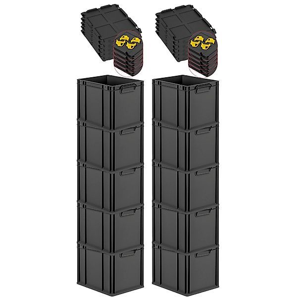 PROREGAL SparSet 10x Eurobox Nextgen Grip Mit Auflagedeckel Und Gelben Vers günstig online kaufen