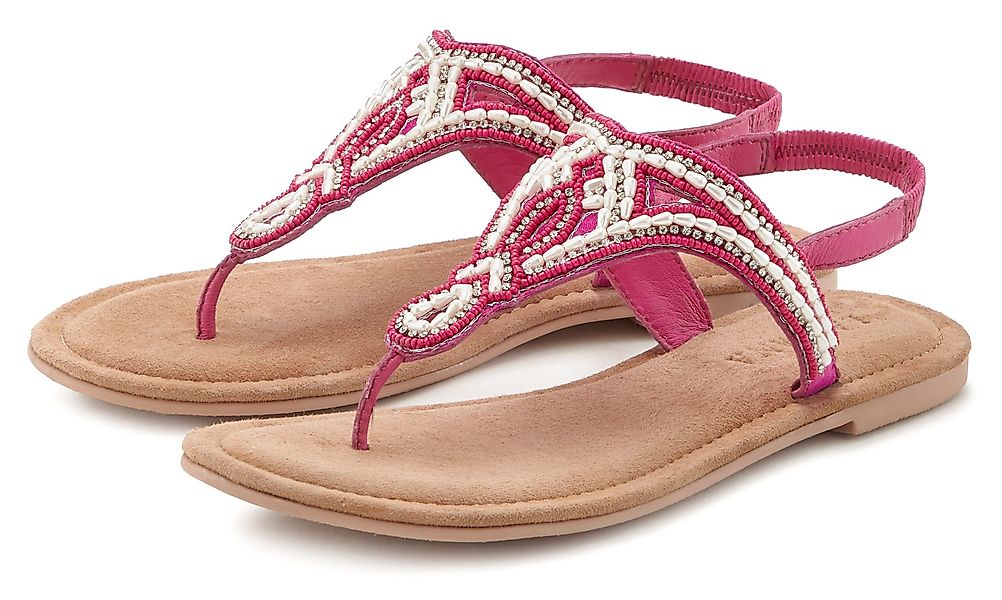 LASCANA Zehentrenner Sandale, Pantolette mit Perlen günstig online kaufen