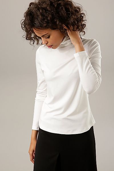 Aniston CASUAL Rollkragenshirt in schwarz-bunt-bedruckt oder günstig online kaufen