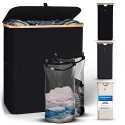 HENNEZ Wäschekorb Bambus mit Deckel 2 günstig online kaufen