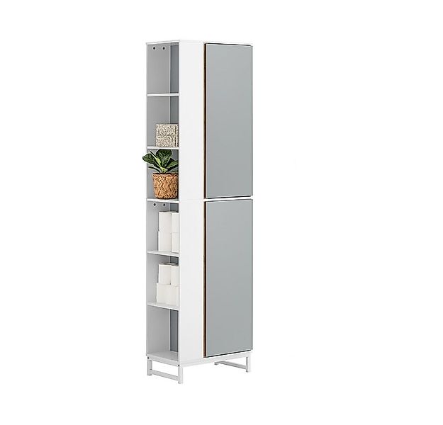 SoBuy Hochschrank BZR76 Badschrank mit 2 Türen Badezimmerschrank Badezimmer günstig online kaufen