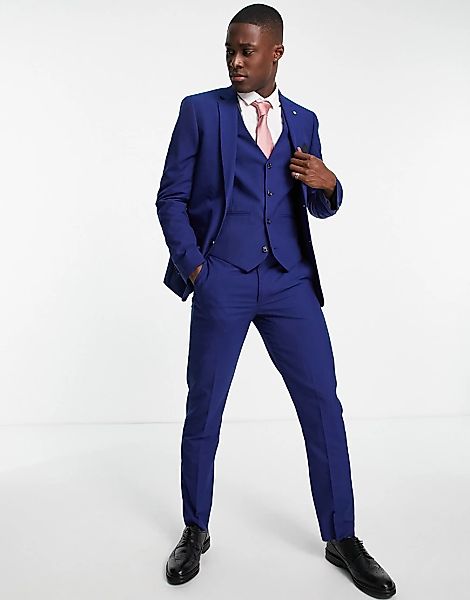 Original Penguin – Einfarbige Anzughosen mit schmalem Schnitt-Marineblau günstig online kaufen