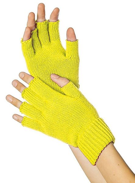 Metamorph Kostüm Fingerlose Strickhandschuhe neon-gelb, Mit Fingerspitzenge günstig online kaufen