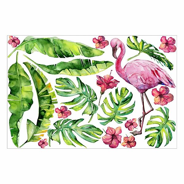 Wandtattoo Dschungel Flamingo Botanik Blätter Set günstig online kaufen