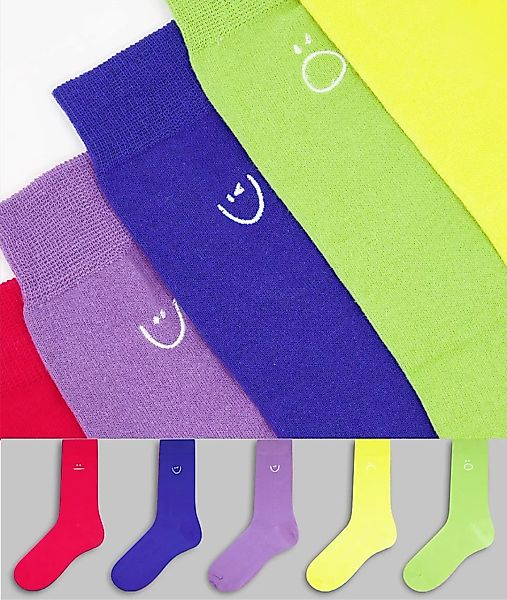 New Look – Socken in leuchtenden Farben mit Stickerei-Mehrfarbig günstig online kaufen