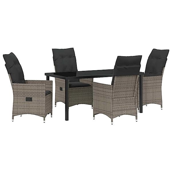 vidaXL Garten Essgruppe mit Kissen 5-Tlg Grau Poly Rattan 3379551 günstig online kaufen