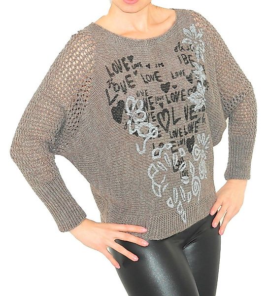 YESET Longpullover Pullover Strick Pulli Love-Blumen günstig online kaufen