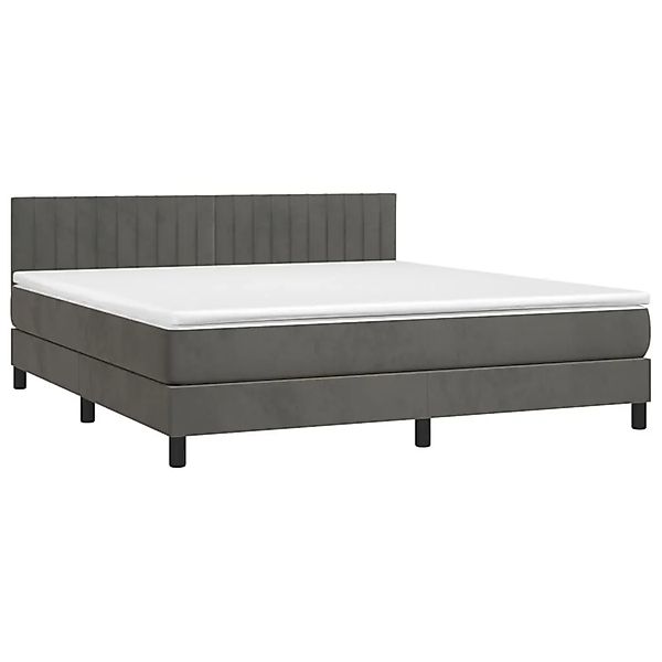 vidaXL Boxspringbett mit Matratze & LED Dunkelgrau 180x200 cm Samt 3134538 günstig online kaufen
