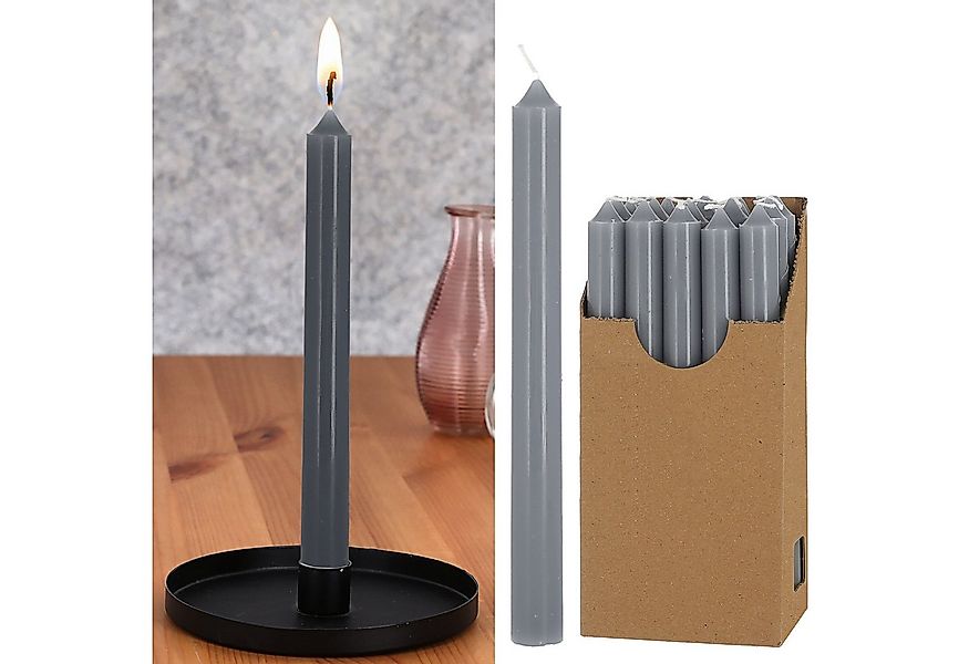 CEPEWA Tafelkerze Stabkerze 20er Set grau 2x25cm Paraffin Dekokerze Kerze g günstig online kaufen
