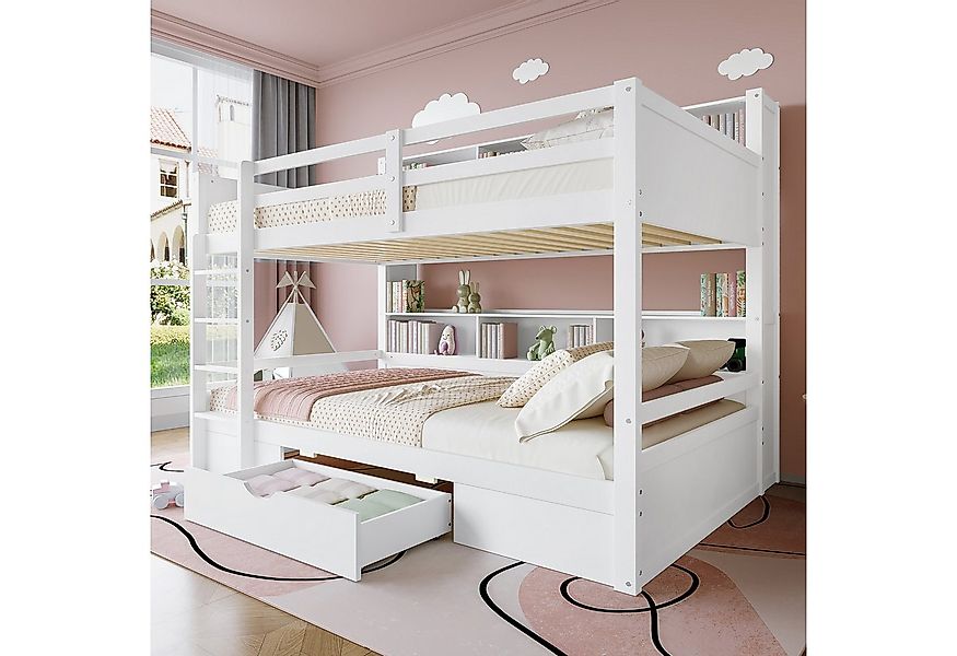 Flieks Etagenbett, Kinderbett Hochbett mit Schublade und Stauraumfächer 90x günstig online kaufen