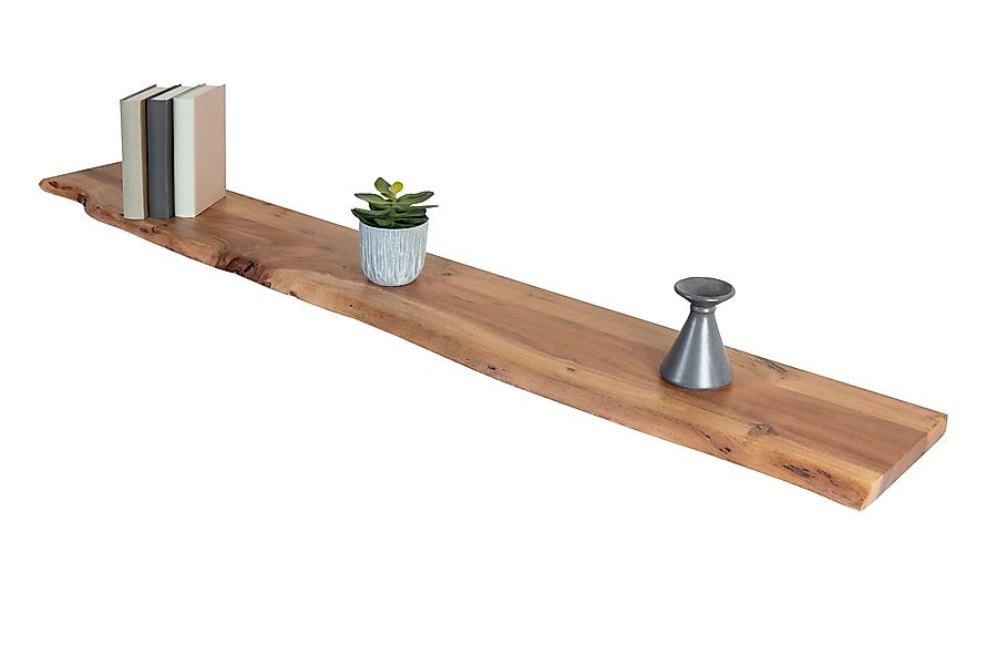 Trelevo® Wandregal Amanda, Akazienholz, Baumkante, Steckboard, günstig online kaufen