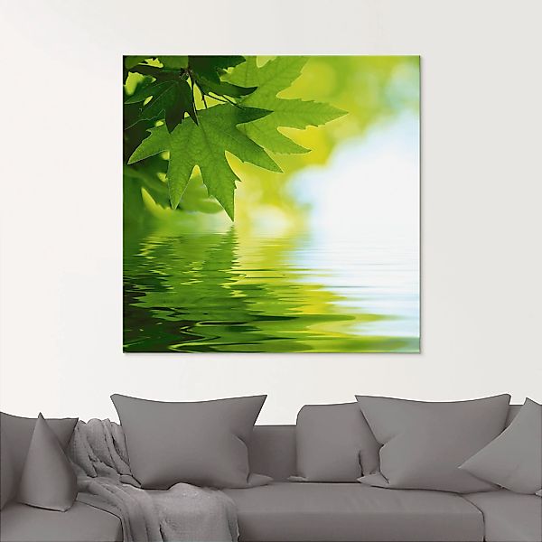 Artland Glasbild "Grüne Blätter reflektieren im Wasser" Blätter 1 Stk. tlg. günstig online kaufen