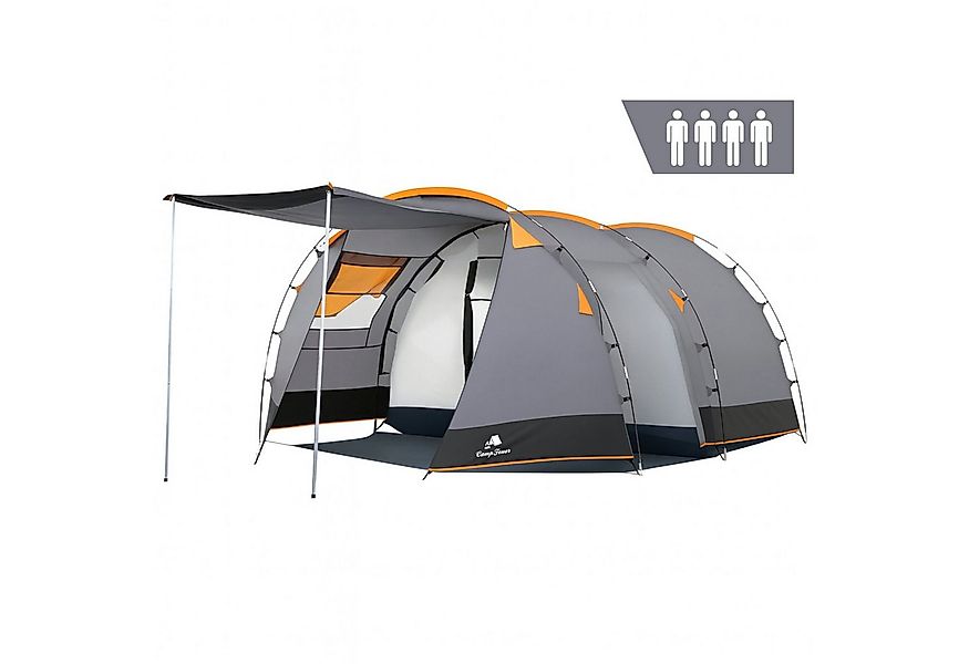 CampFeuer Kuppelzelt Zelt Super+ für 4 Personen, Grau / Schwarz, XXL Tunnel günstig online kaufen