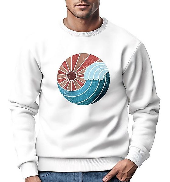 Neverless Sweatshirt Sweatshirt Herren Print Welle Sonne Retro Vintage Olds günstig online kaufen