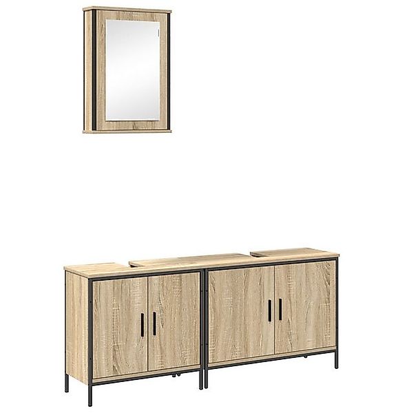 vidaXL Badezimmerspiegelschrank 3-teiliges Badezimmermöbel Set aus Sonoma E günstig online kaufen
