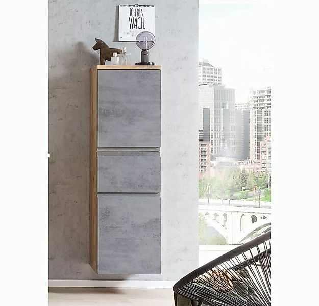 Lomadox Midischrank VASTO-03-CONCRETE Midischrank 40cm Wotan Eiche Nb. mit günstig online kaufen