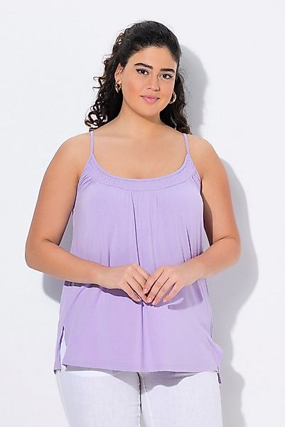 Ulla Popken Longtop Top gesmokter Ausschnitt A-Linie Spaghettiträger günstig online kaufen