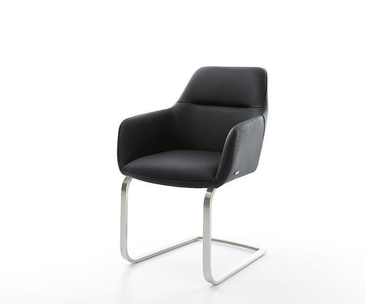 Freischwinger Pejo-Flex Echt-Leder Schwarz Freischwinger flach Edelstahl Ta günstig online kaufen