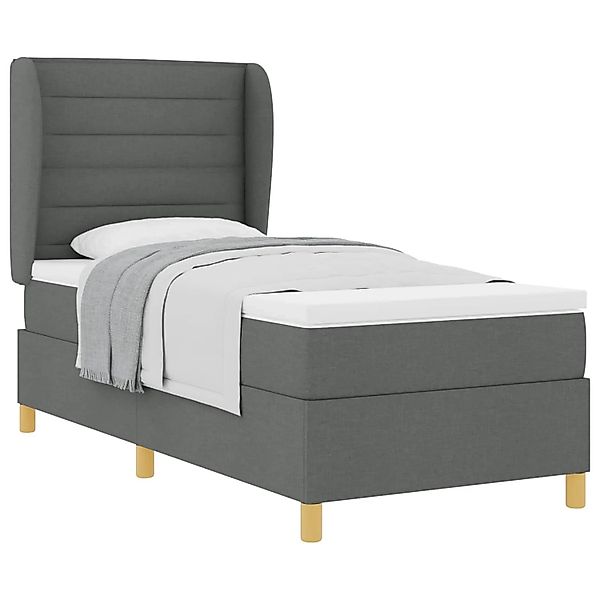 vidaXL Boxspringbett mit Matratze Dunkelgrau 90x190 cm Dunkelgrau 3340663 günstig online kaufen