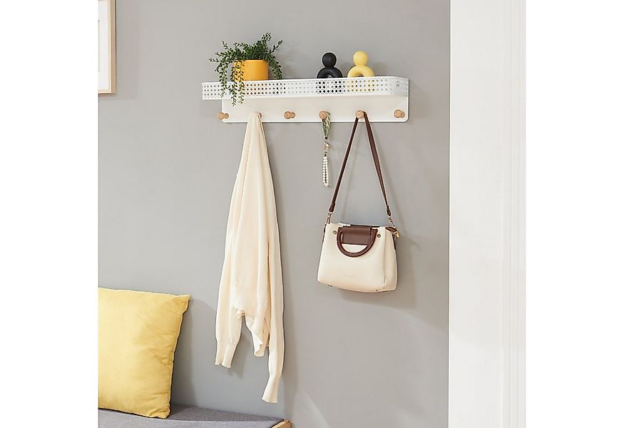 en.casa Wandgarderobe, »Jäller« mit 6 Haken Metall 60 x 14 x 12 cm Weiß günstig online kaufen