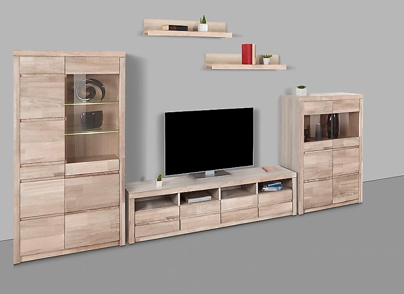 Home affaire Wohnwand "Silkeborg" Set, 5 Stk. tlg. teilmassiv mit schöner, günstig online kaufen