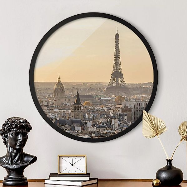 Rundes Bild mit Rahmen Paris im Morgengrauen günstig online kaufen